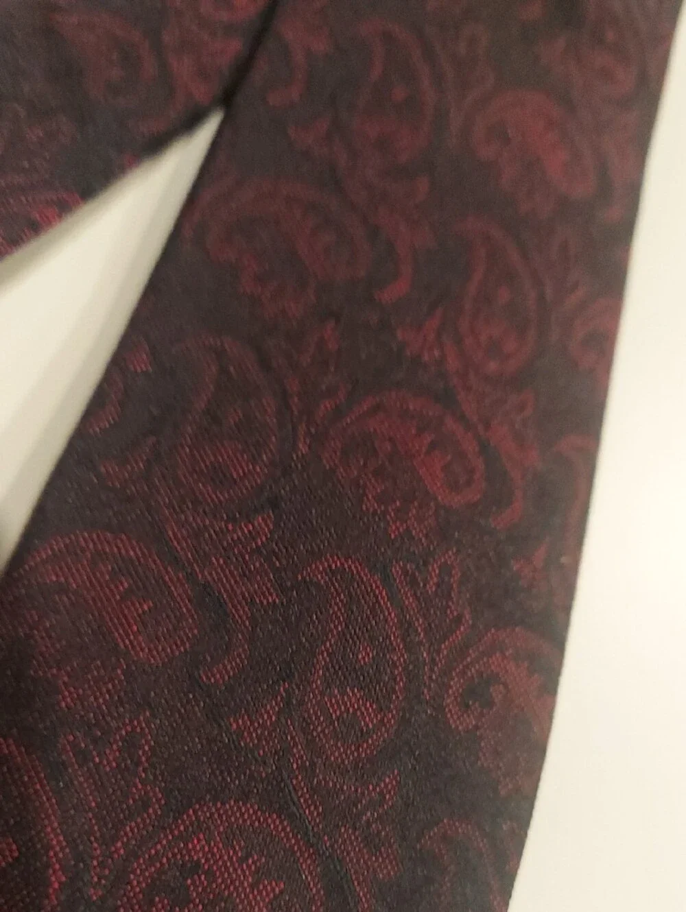 Vintage Phil A Halle Paisley Silk Tie in Dark Red and Black